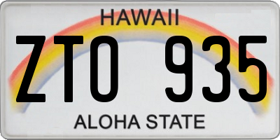 HI license plate ZTO935