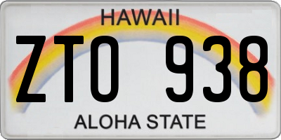 HI license plate ZTO938