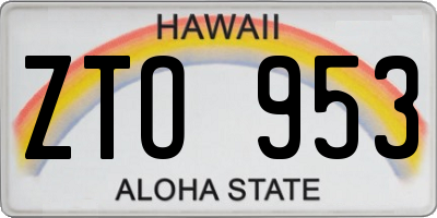 HI license plate ZTO953