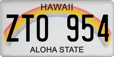 HI license plate ZTO954