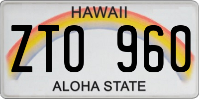 HI license plate ZTO960