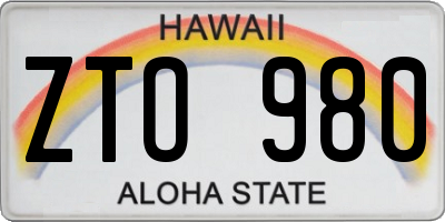 HI license plate ZTO980