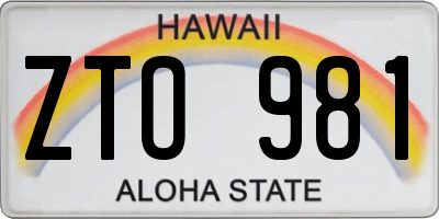 HI license plate ZTO981