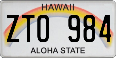 HI license plate ZTO984