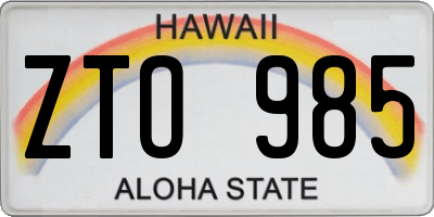HI license plate ZTO985