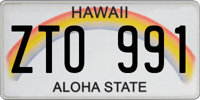 HI license plate ZTO991