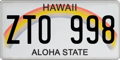 HI license plate ZTO998