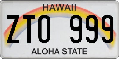 HI license plate ZTO999