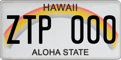 HI license plate ZTP000