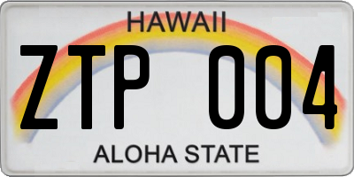 HI license plate ZTP004