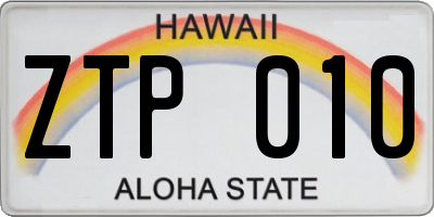 HI license plate ZTP010