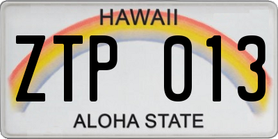 HI license plate ZTP013