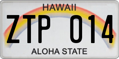 HI license plate ZTP014