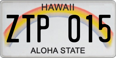 HI license plate ZTP015