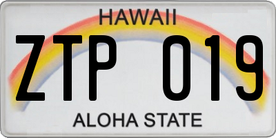 HI license plate ZTP019