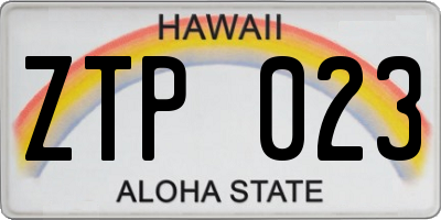 HI license plate ZTP023
