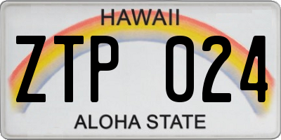 HI license plate ZTP024