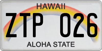 HI license plate ZTP026