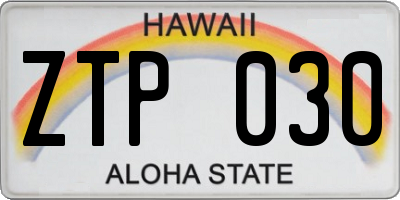 HI license plate ZTP030