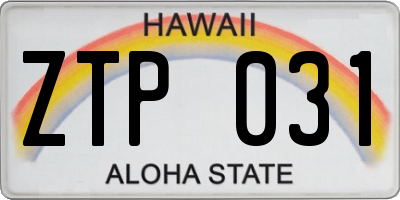 HI license plate ZTP031
