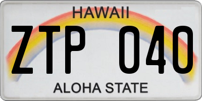 HI license plate ZTP040