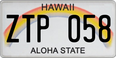 HI license plate ZTP058