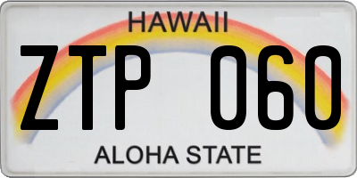 HI license plate ZTP060