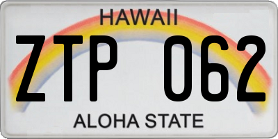 HI license plate ZTP062