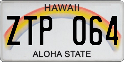 HI license plate ZTP064
