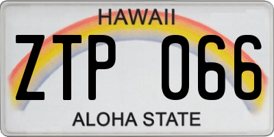 HI license plate ZTP066