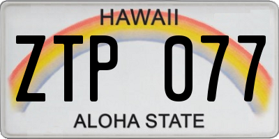 HI license plate ZTP077