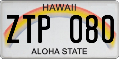 HI license plate ZTP080