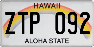 HI license plate ZTP092