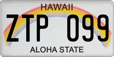 HI license plate ZTP099