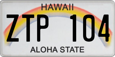HI license plate ZTP104