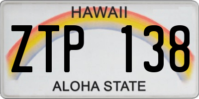 HI license plate ZTP138