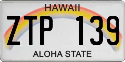 HI license plate ZTP139