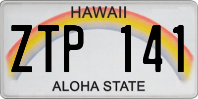 HI license plate ZTP141