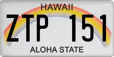 HI license plate ZTP151