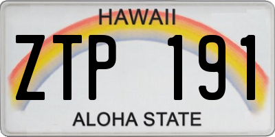 HI license plate ZTP191