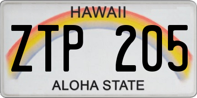 HI license plate ZTP205