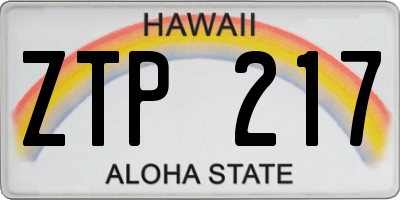 HI license plate ZTP217