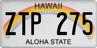 HI license plate ZTP275