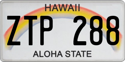 HI license plate ZTP288