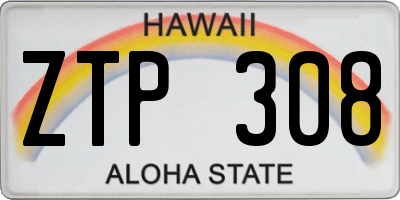 HI license plate ZTP308
