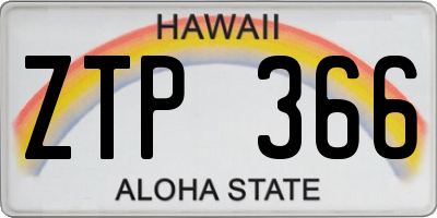 HI license plate ZTP366