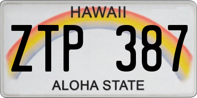 HI license plate ZTP387