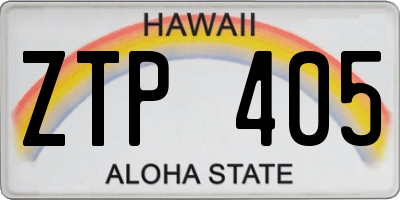 HI license plate ZTP405