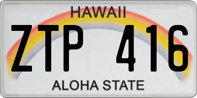 HI license plate ZTP416