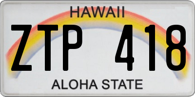 HI license plate ZTP418